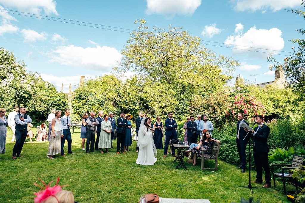 guests enjoy wedding speeches