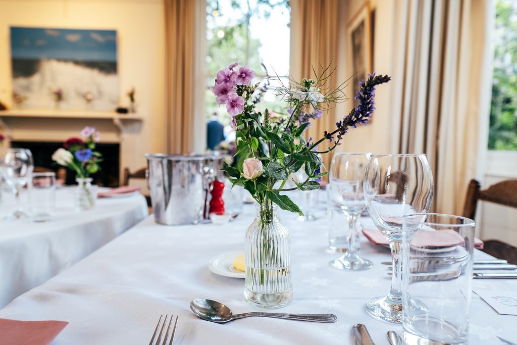 wild flowers on table at wedding