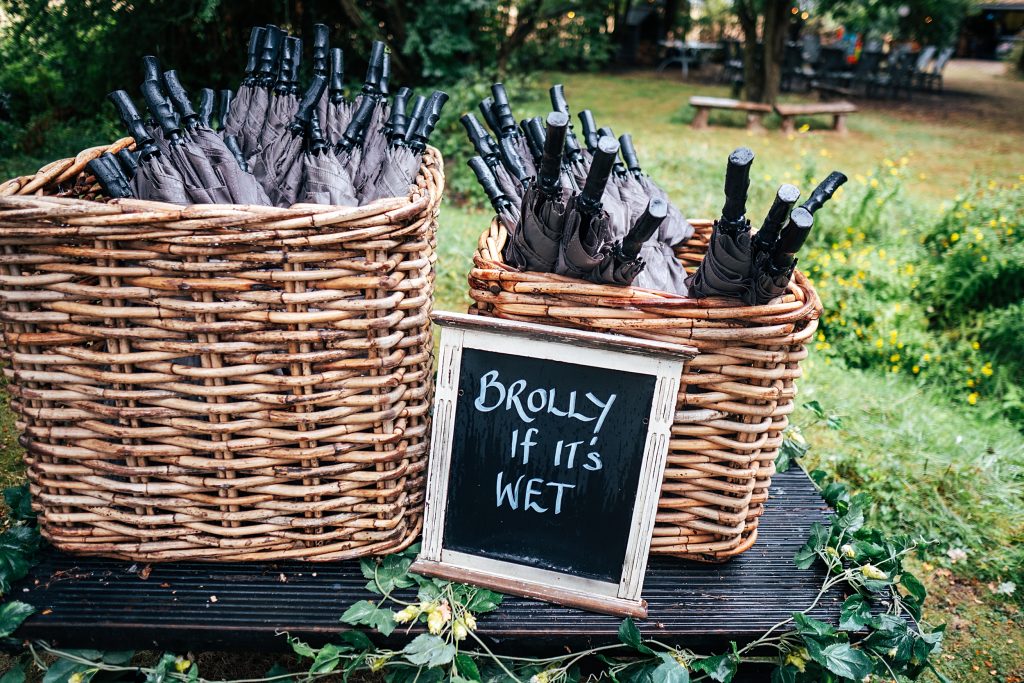 brollys for wet weather at a wedding