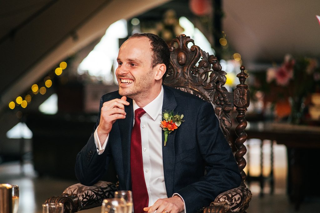 groom laughs at speech