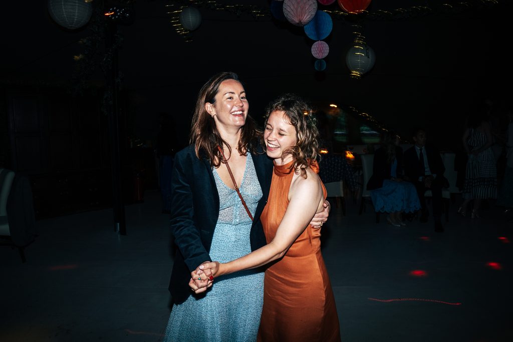 wedding guests on dance floor