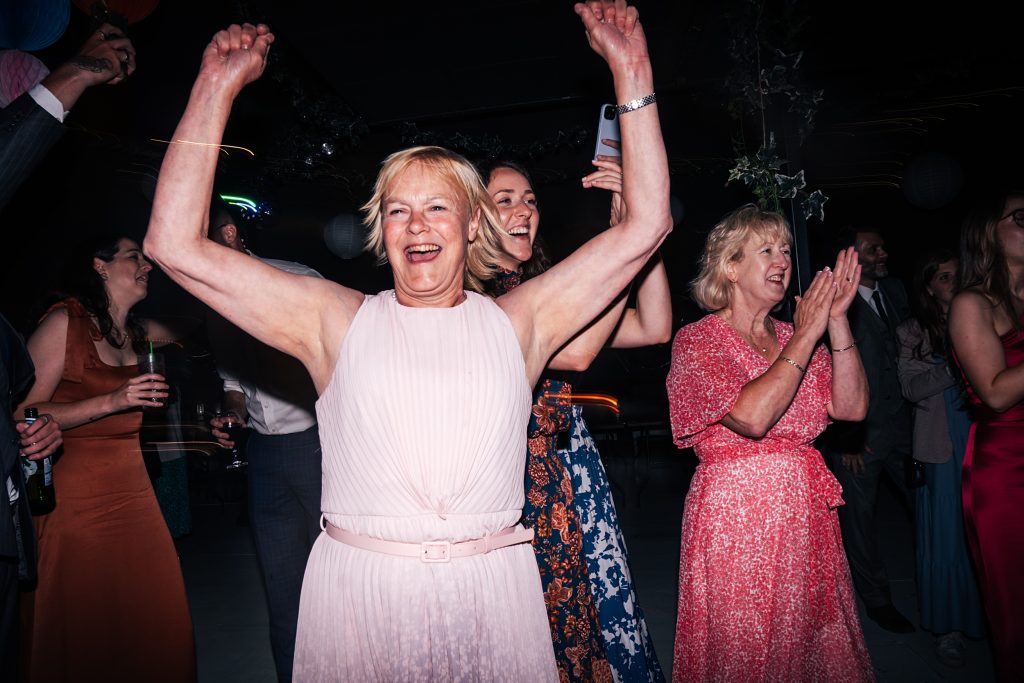 wedding guests on dance floor