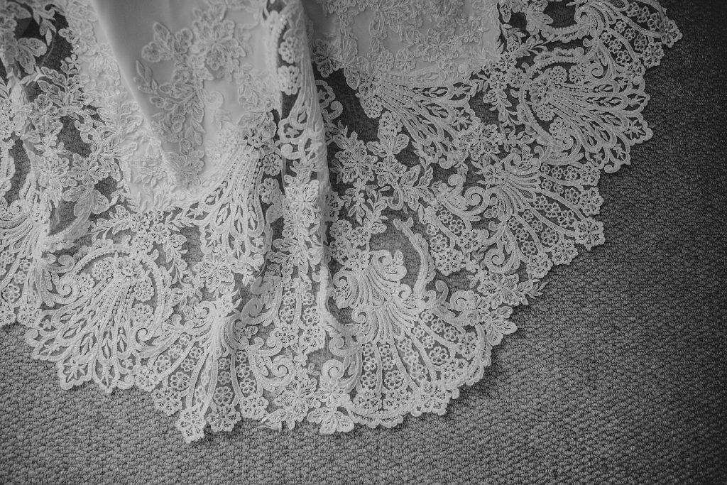 lace detail on bridal gown