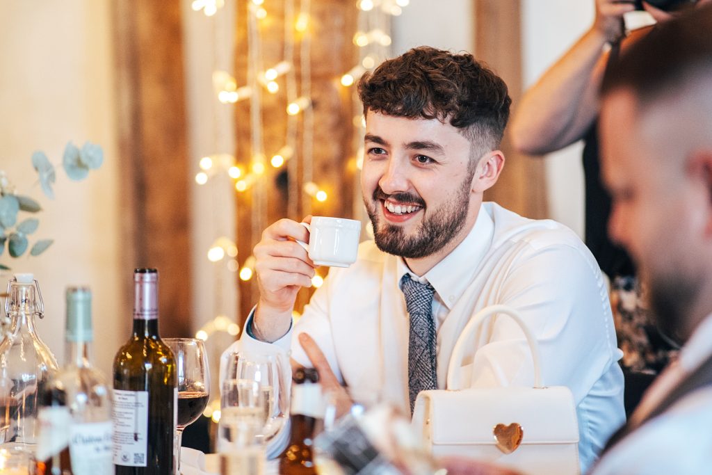 smiling wedding guest