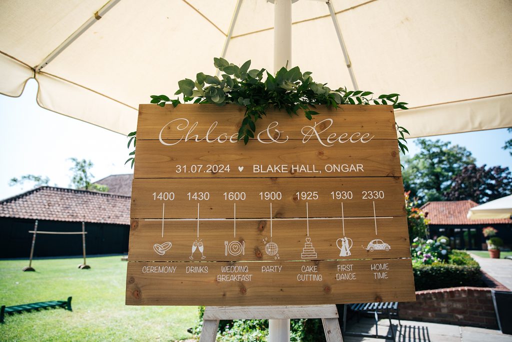 wedding order of the day sign