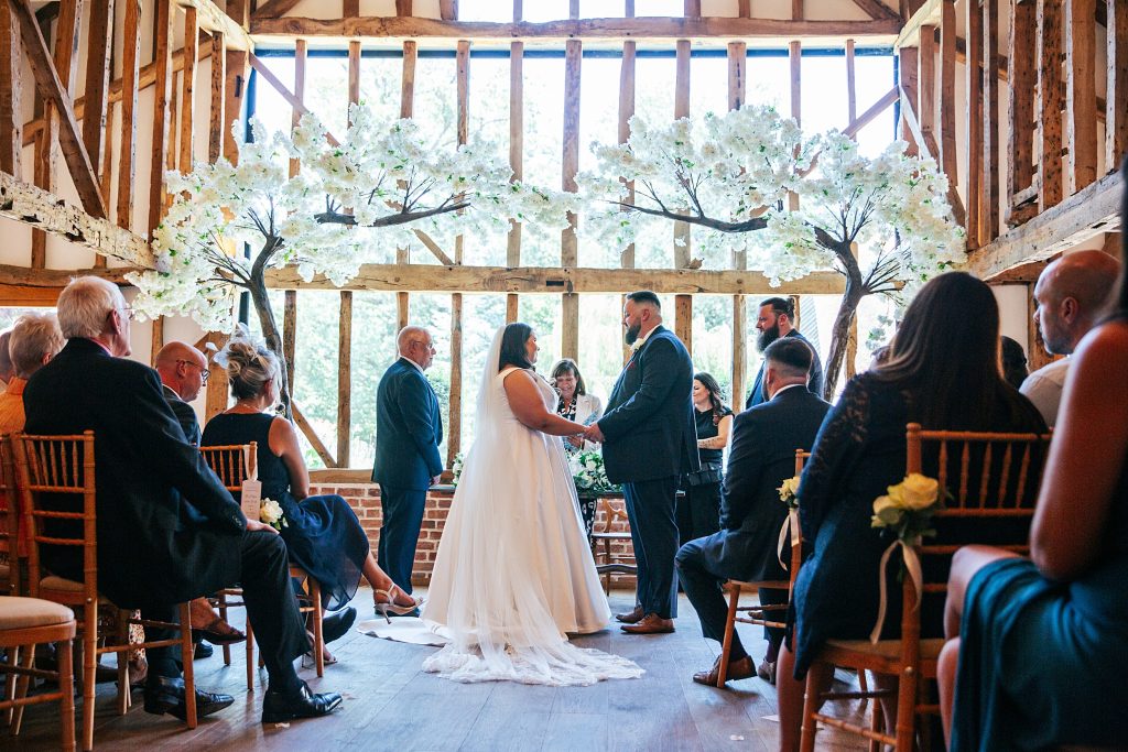 back view of bride and groom during ceremony