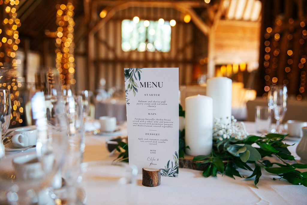 table detail of menu set up for wedding