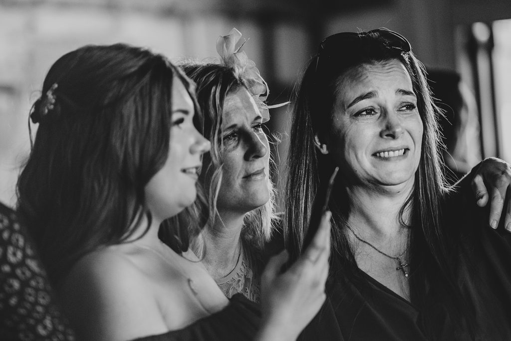 wedding guests cry