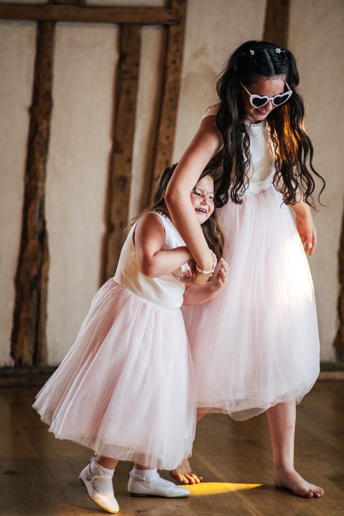 flower girls on dance floor