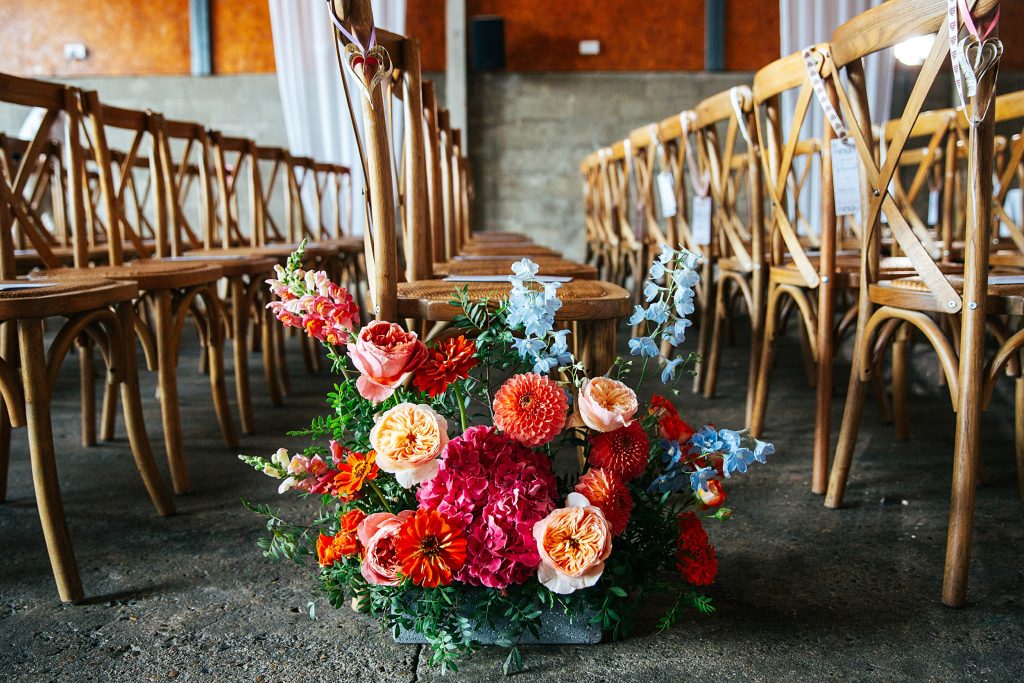 bright floral aisle display