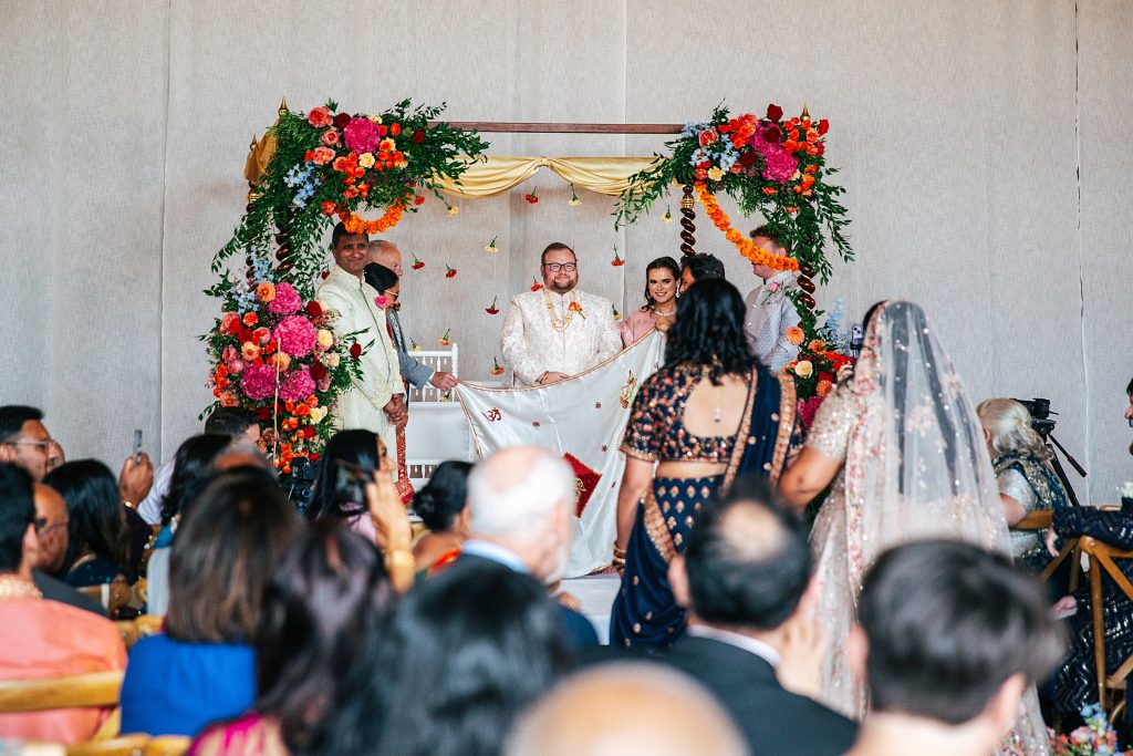 Groom smiles as he sees bride during Kanya Aagman