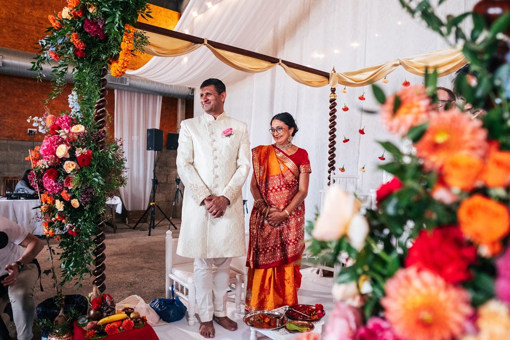 brides parents look proud during Kanya Aagman
