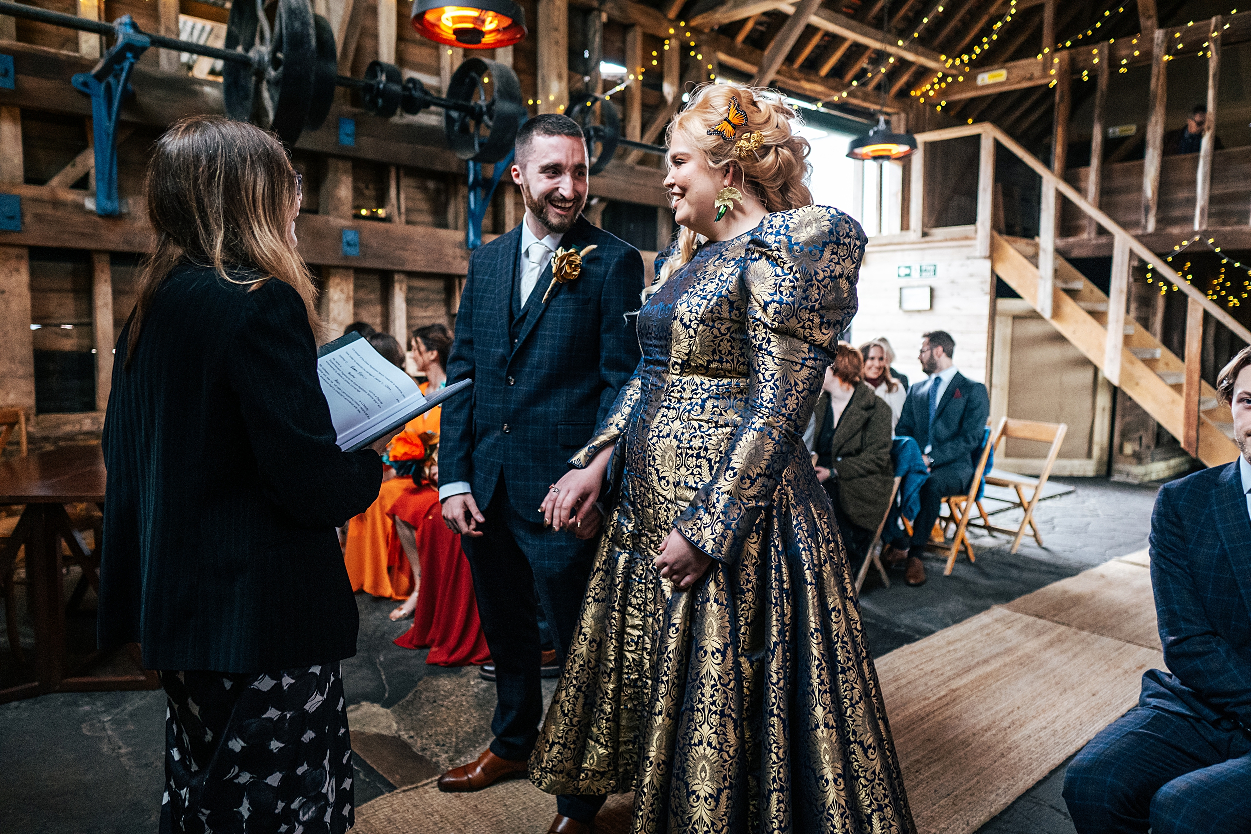 alternative autumn wedding at The Barns at Lodge Farm Essex documentary wedding photographer