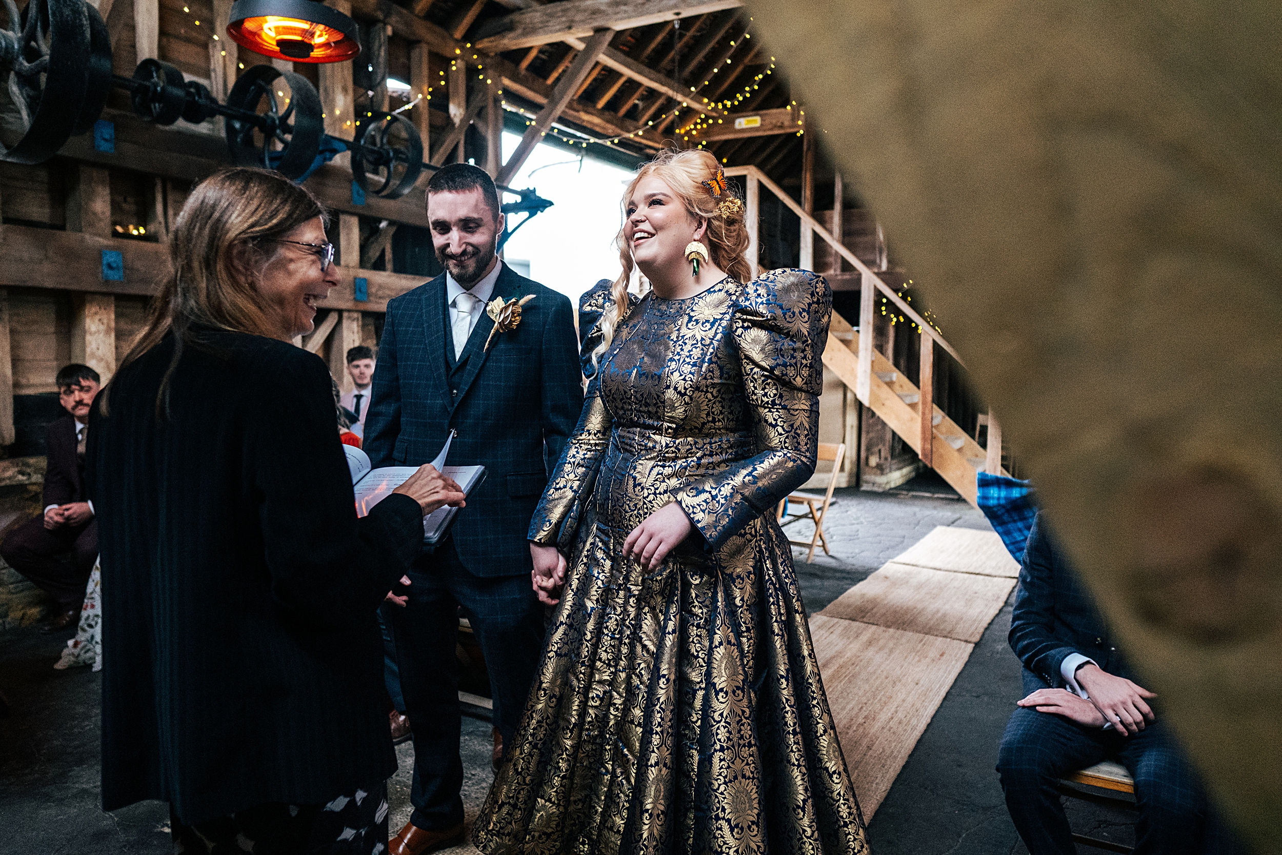alternative autumn wedding at The Barns at Lodge Farm Essex documentary wedding photographer