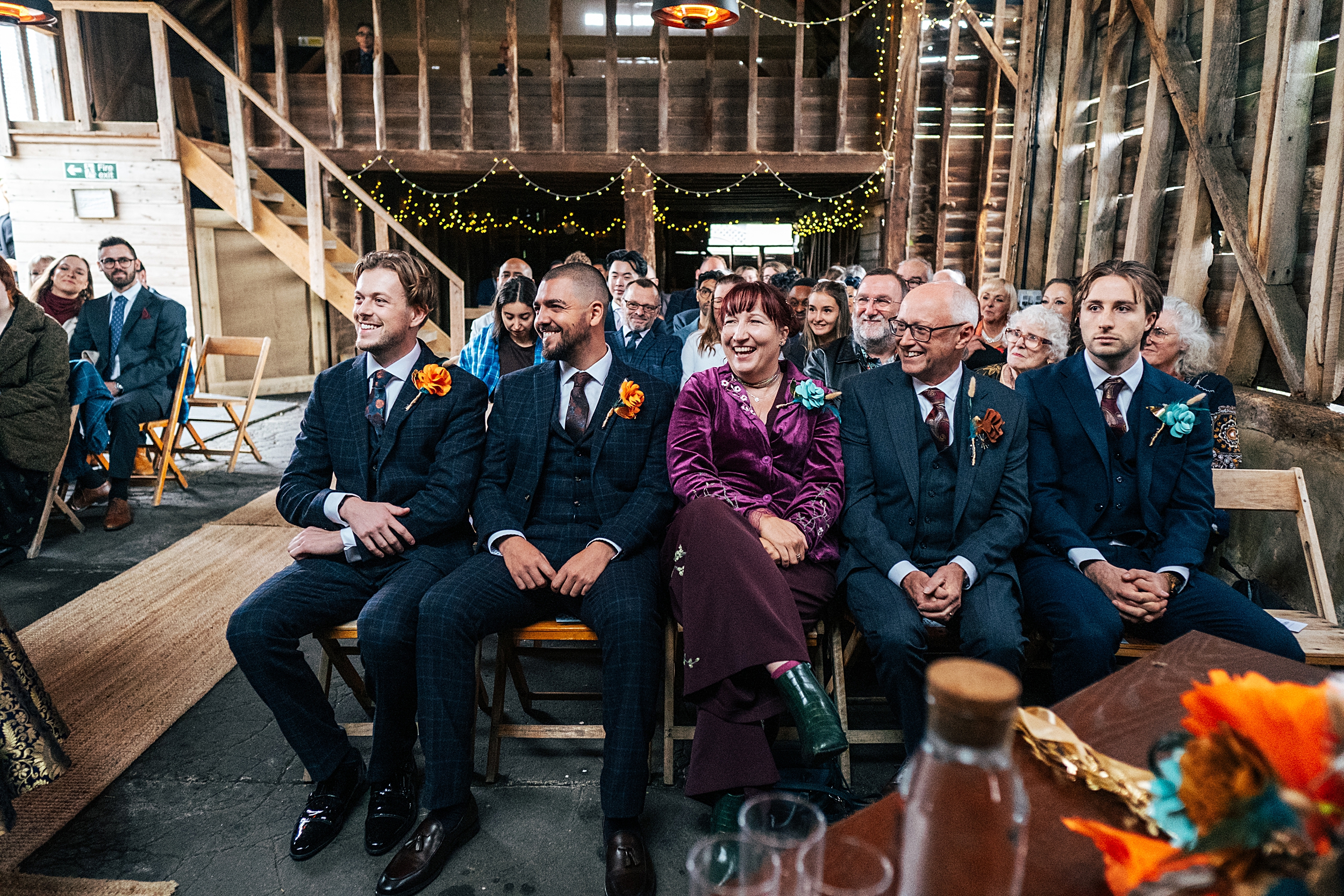 alternative autumn wedding at The Barns at Lodge Farm Essex documentary wedding photographer