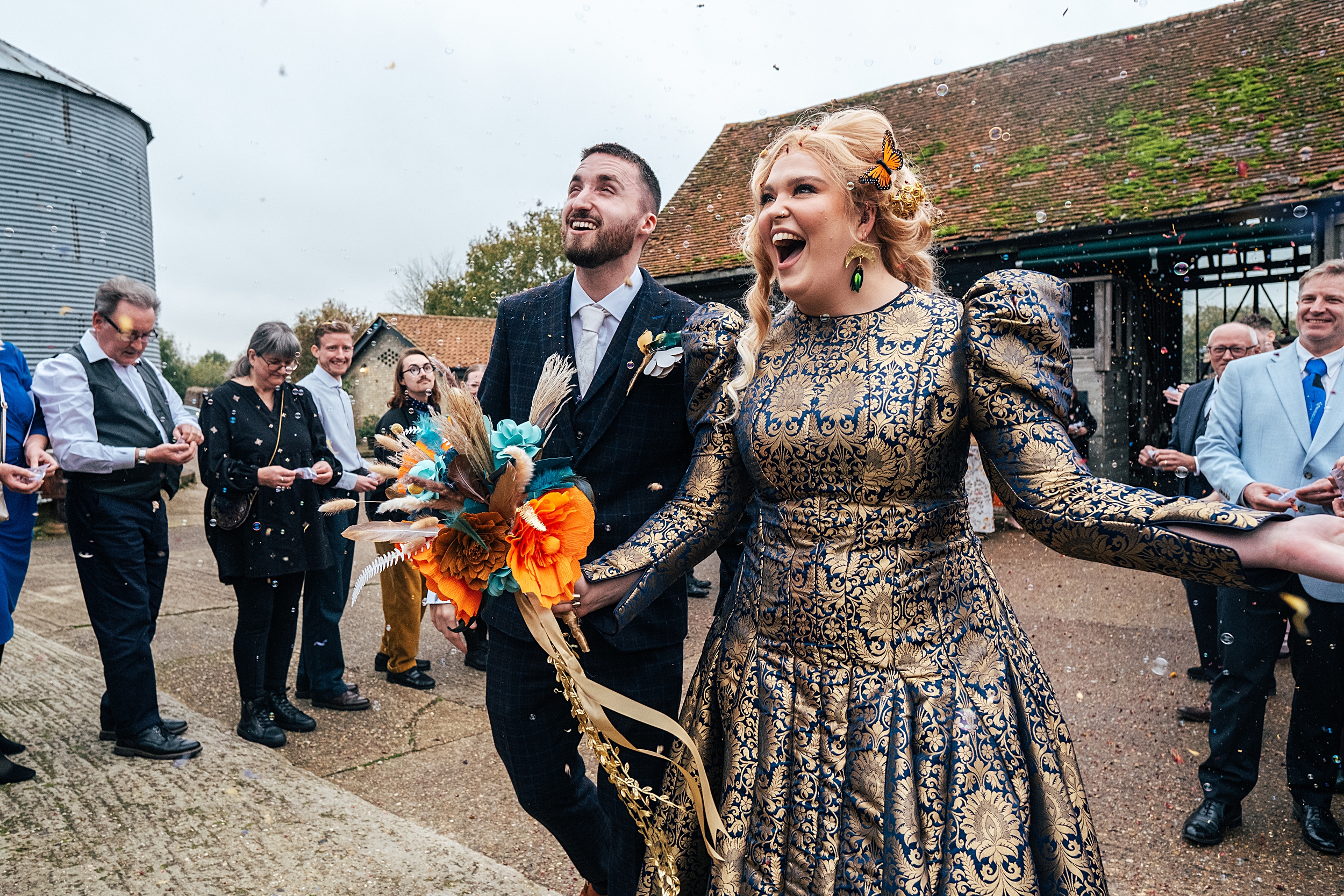 alternative autumn wedding at The Barns at Lodge Farm Essex documentary wedding photographer
