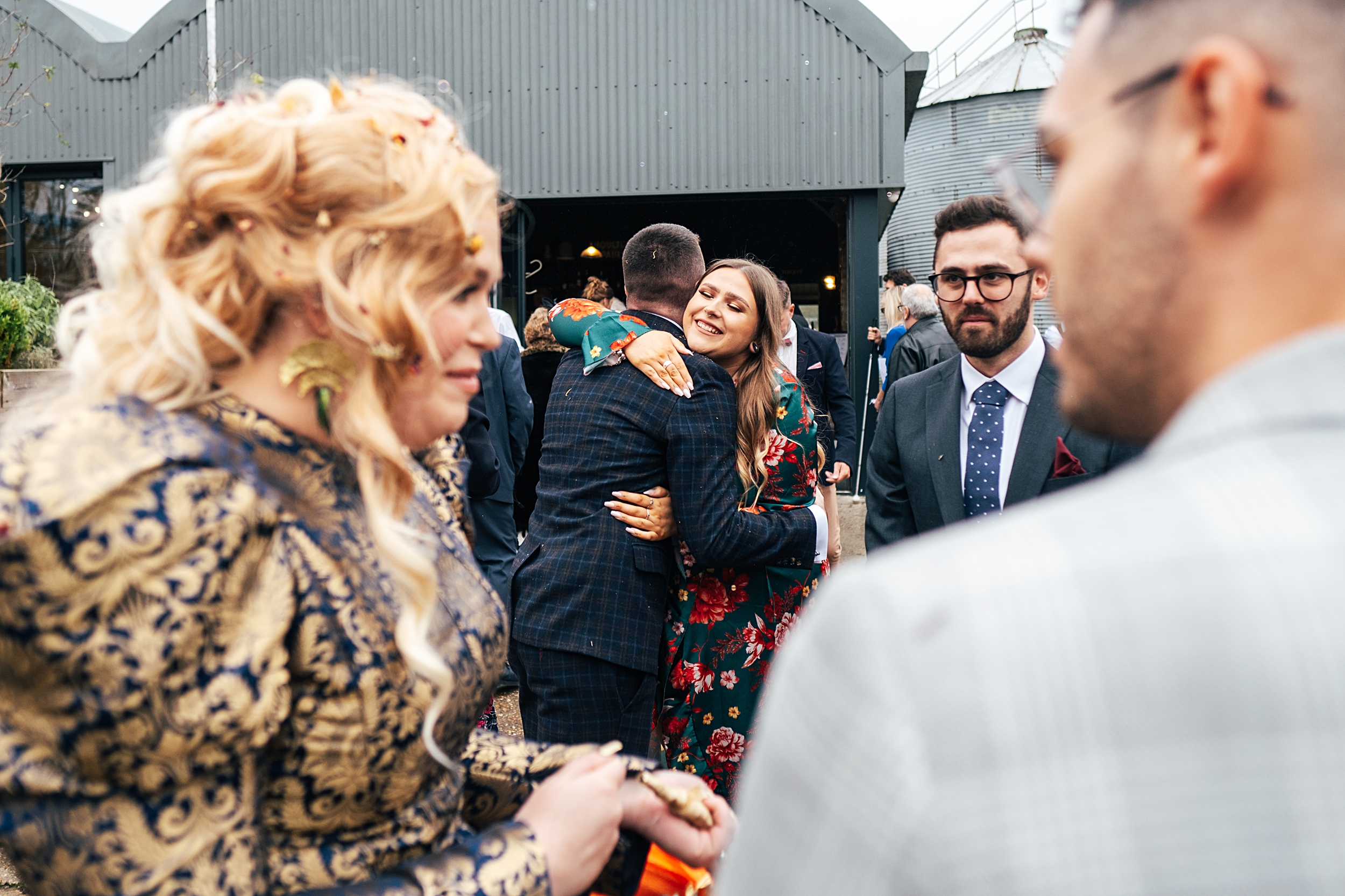 alternative autumn wedding at The Barns at Lodge Farm Essex documentary wedding photographer