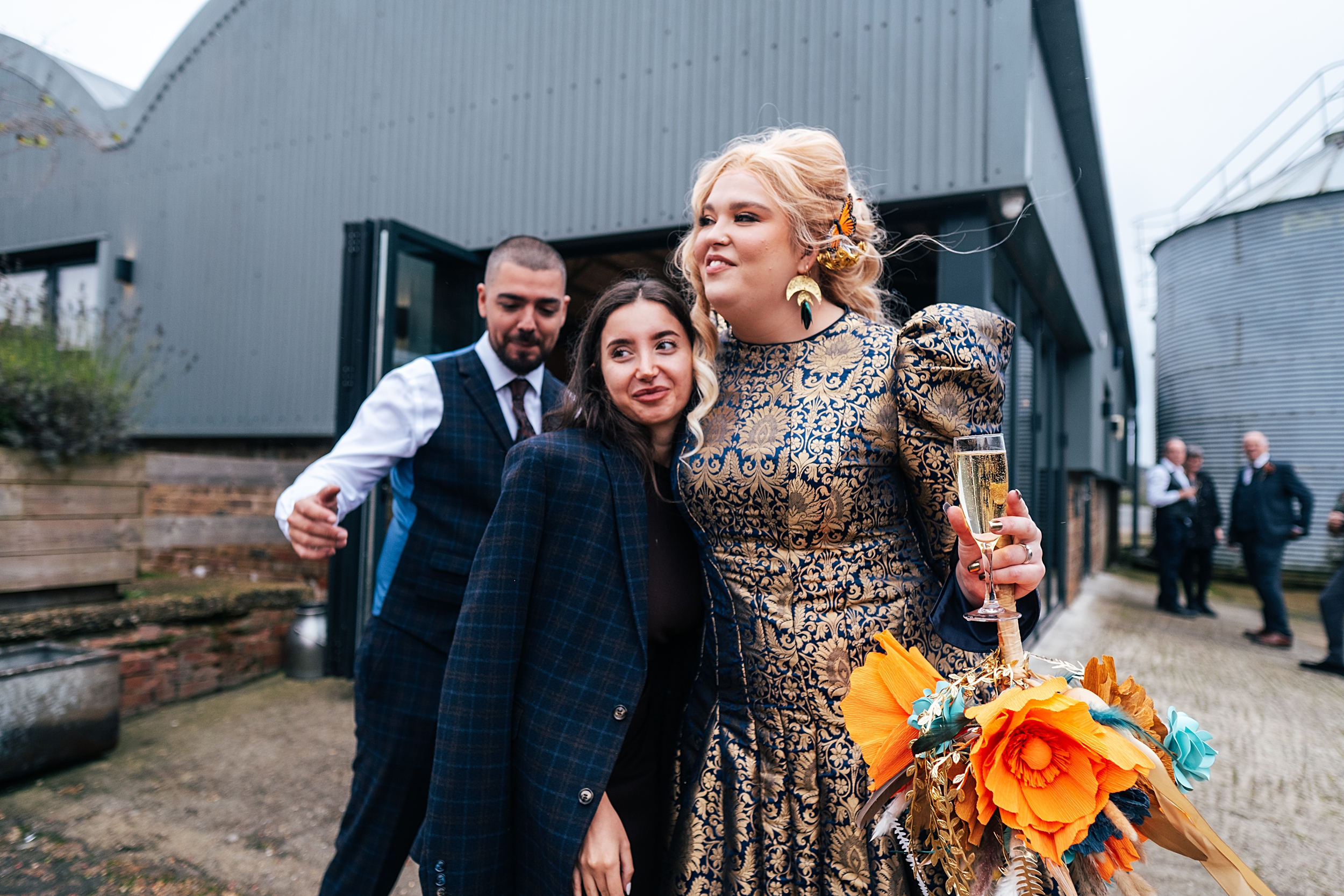 alternative autumn wedding at The Barns at Lodge Farm Essex documentary wedding photographer