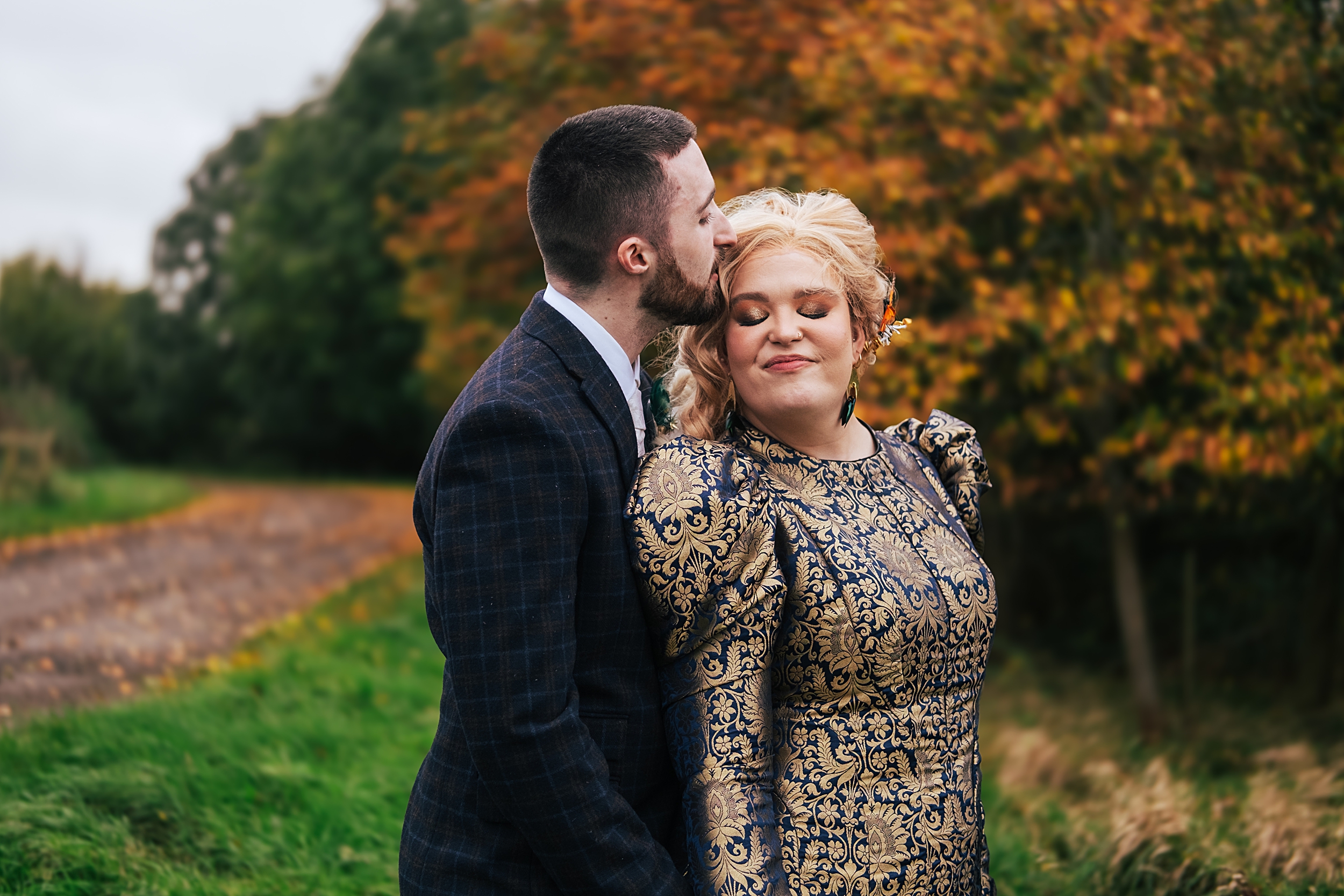 alternative autumn wedding at The Barns at Lodge Farm Essex documentary wedding photographer
