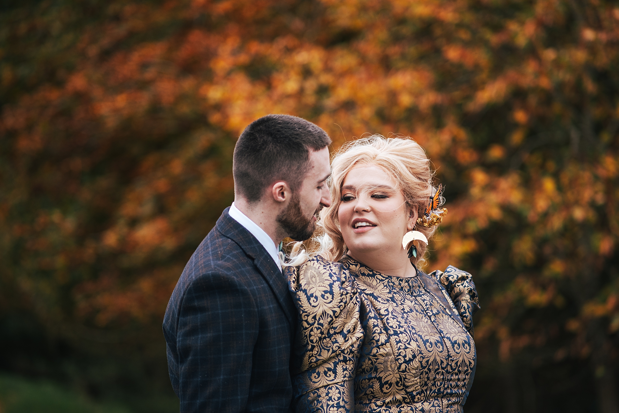 alternative autumn wedding at The Barns at Lodge Farm Essex documentary wedding photographer