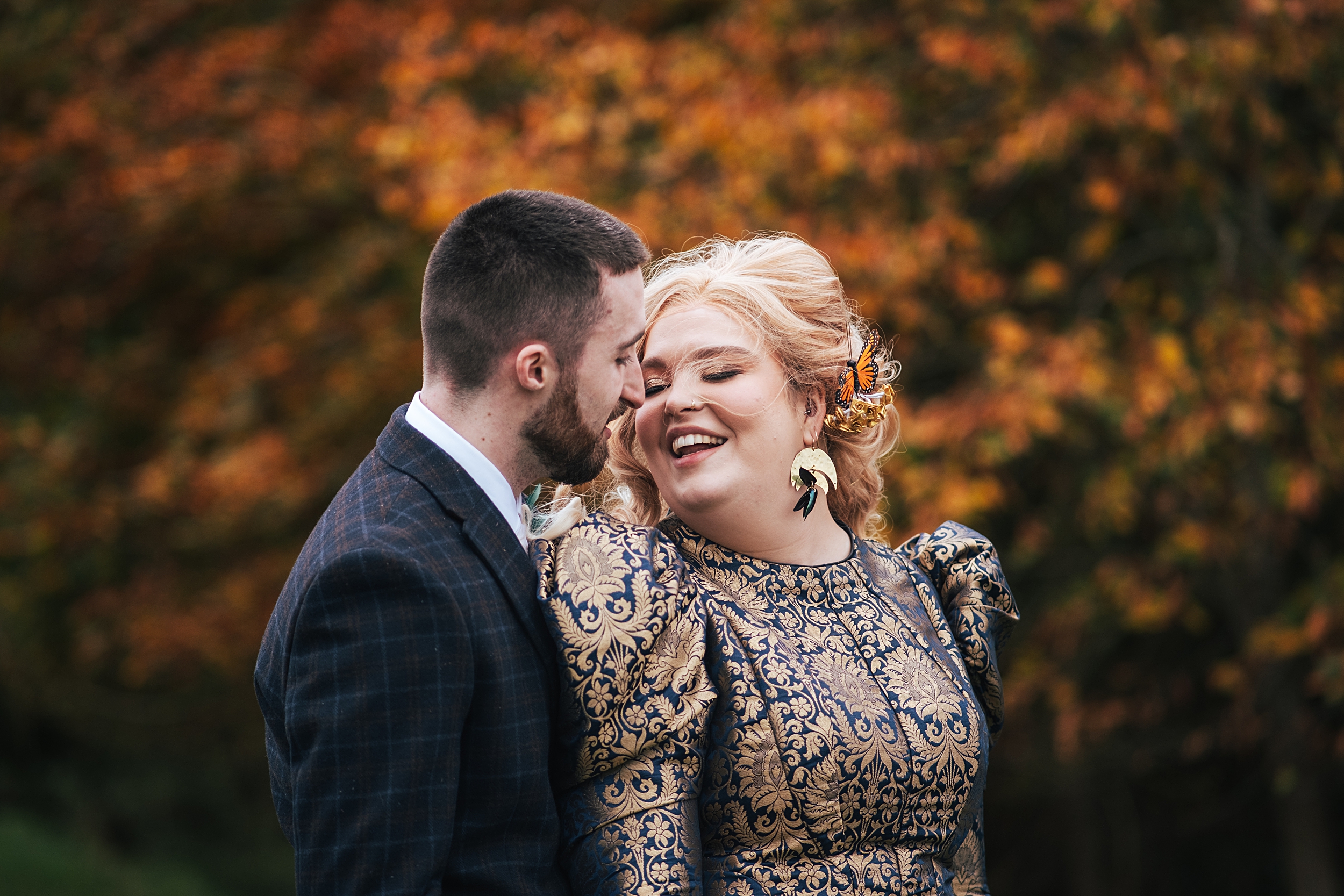 alternative autumn wedding at The Barns at Lodge Farm Essex documentary wedding photographer