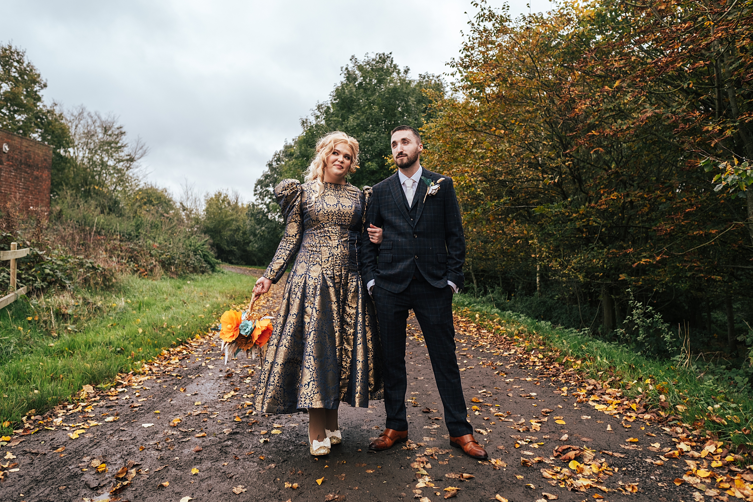 alternative autumn wedding at The Barns at Lodge Farm Essex documentary wedding photographer