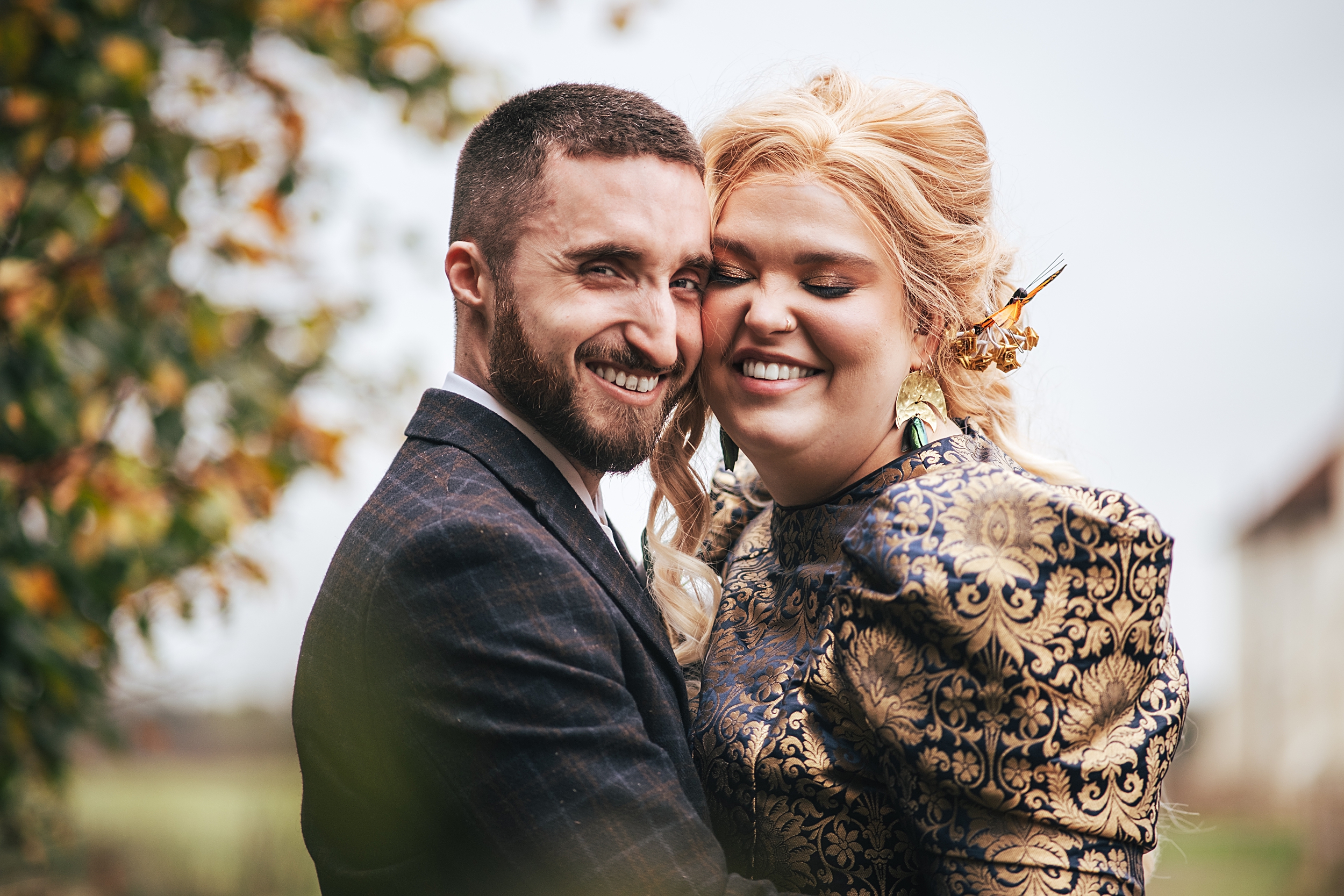 alternative autumn wedding at The Barns at Lodge Farm Essex documentary wedding photographer