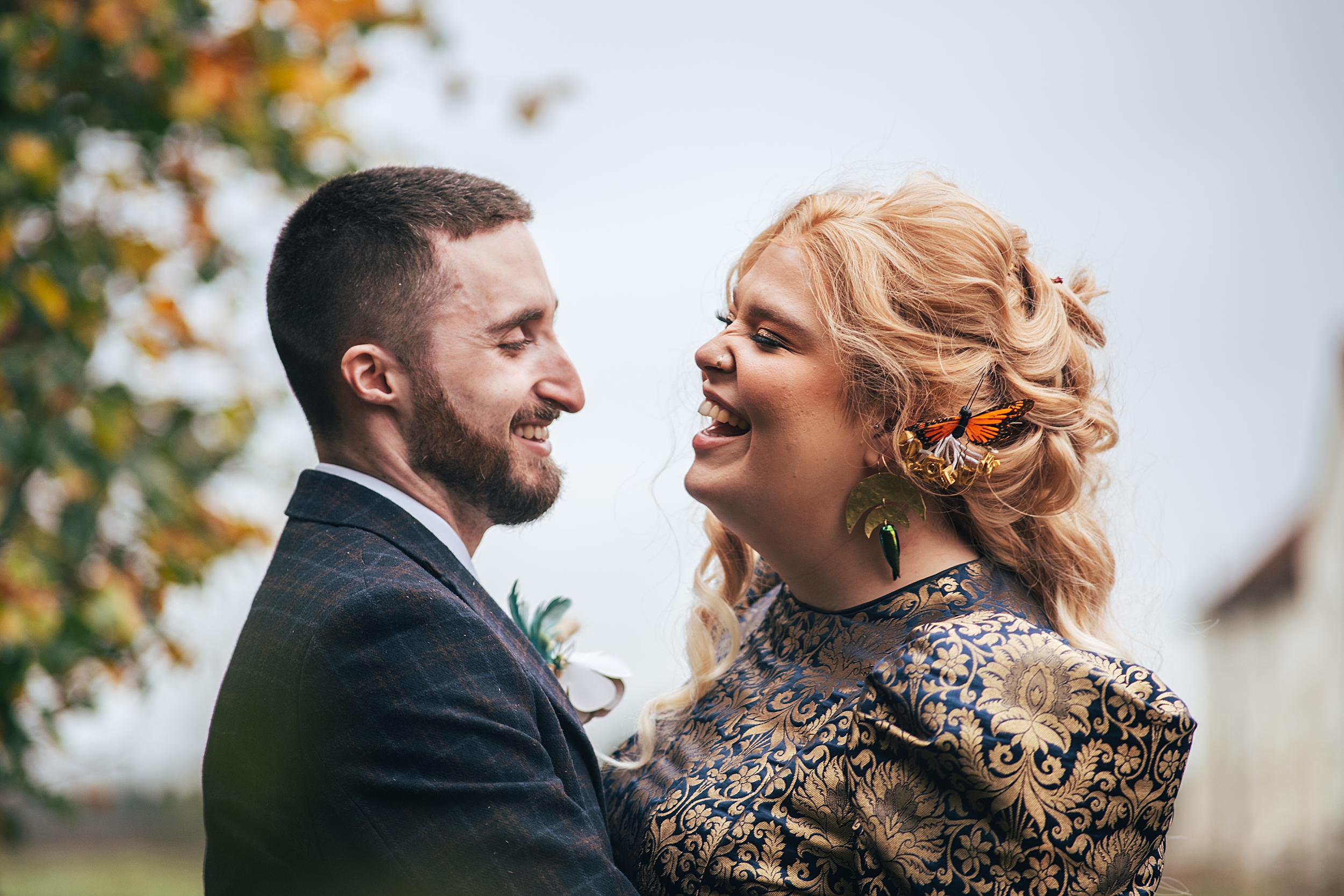 alternative autumn wedding at The Barns at Lodge Farm Essex documentary wedding photographer