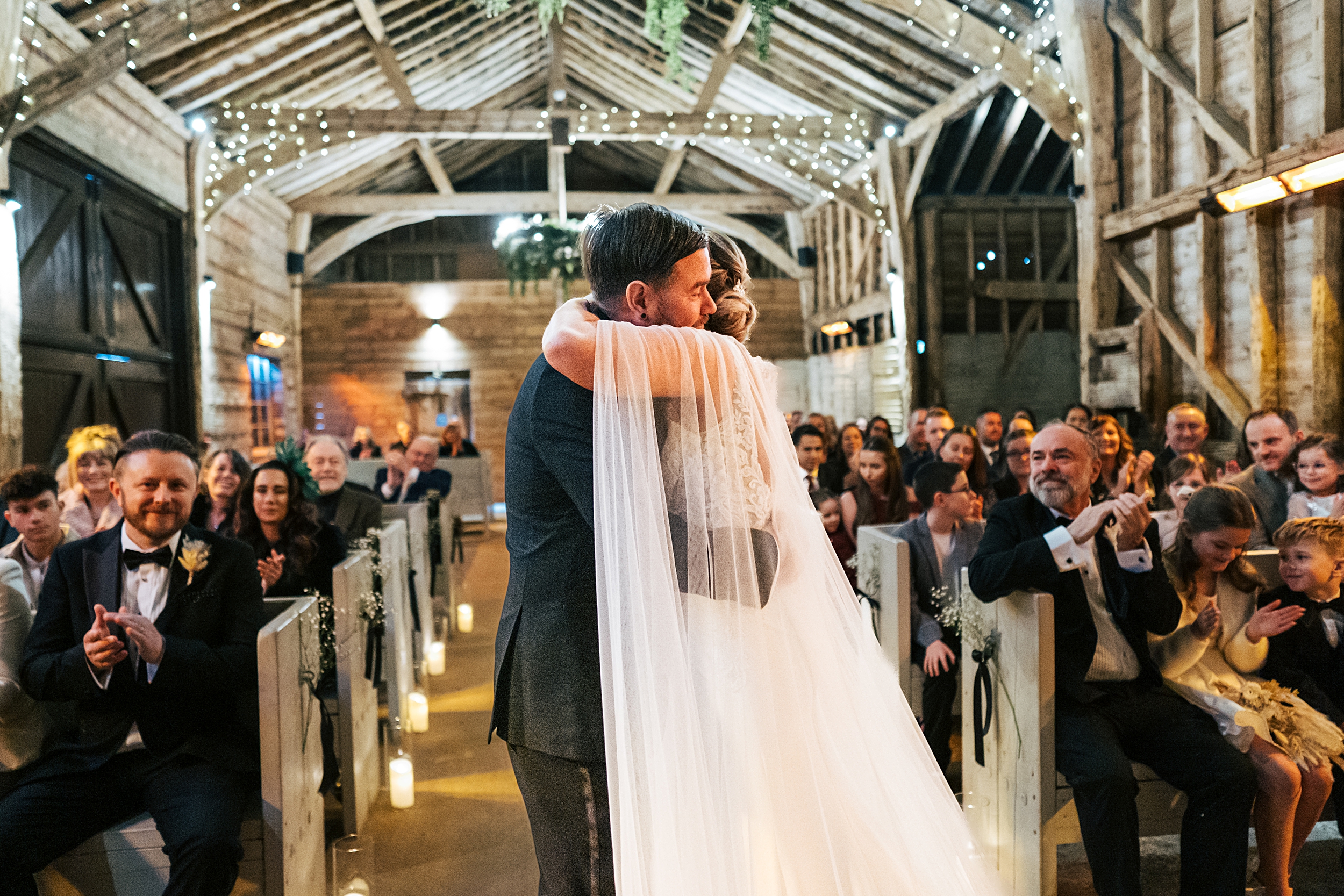 Christmas wedding at The Milling Barn Essex documentary wedding photographer