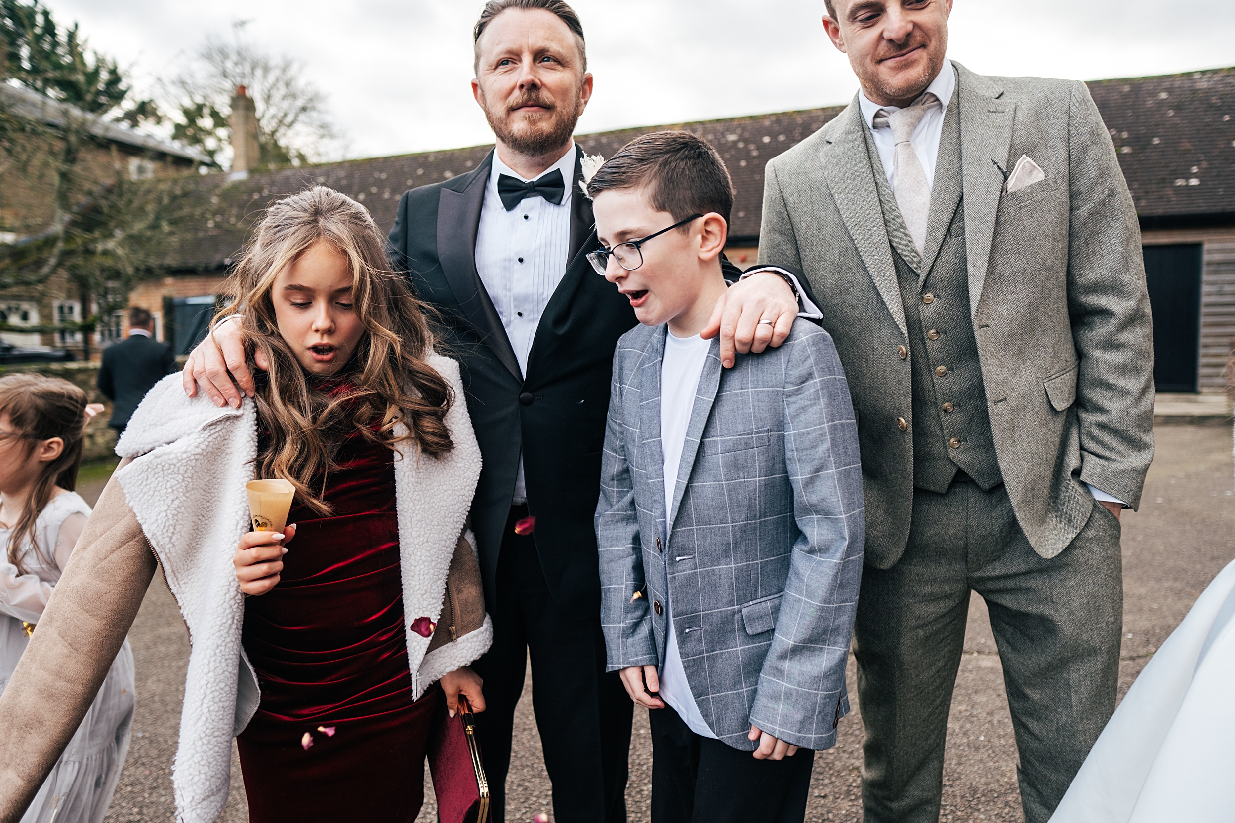 Christmas wedding at The Milling Barn Essex documentary wedding photographer