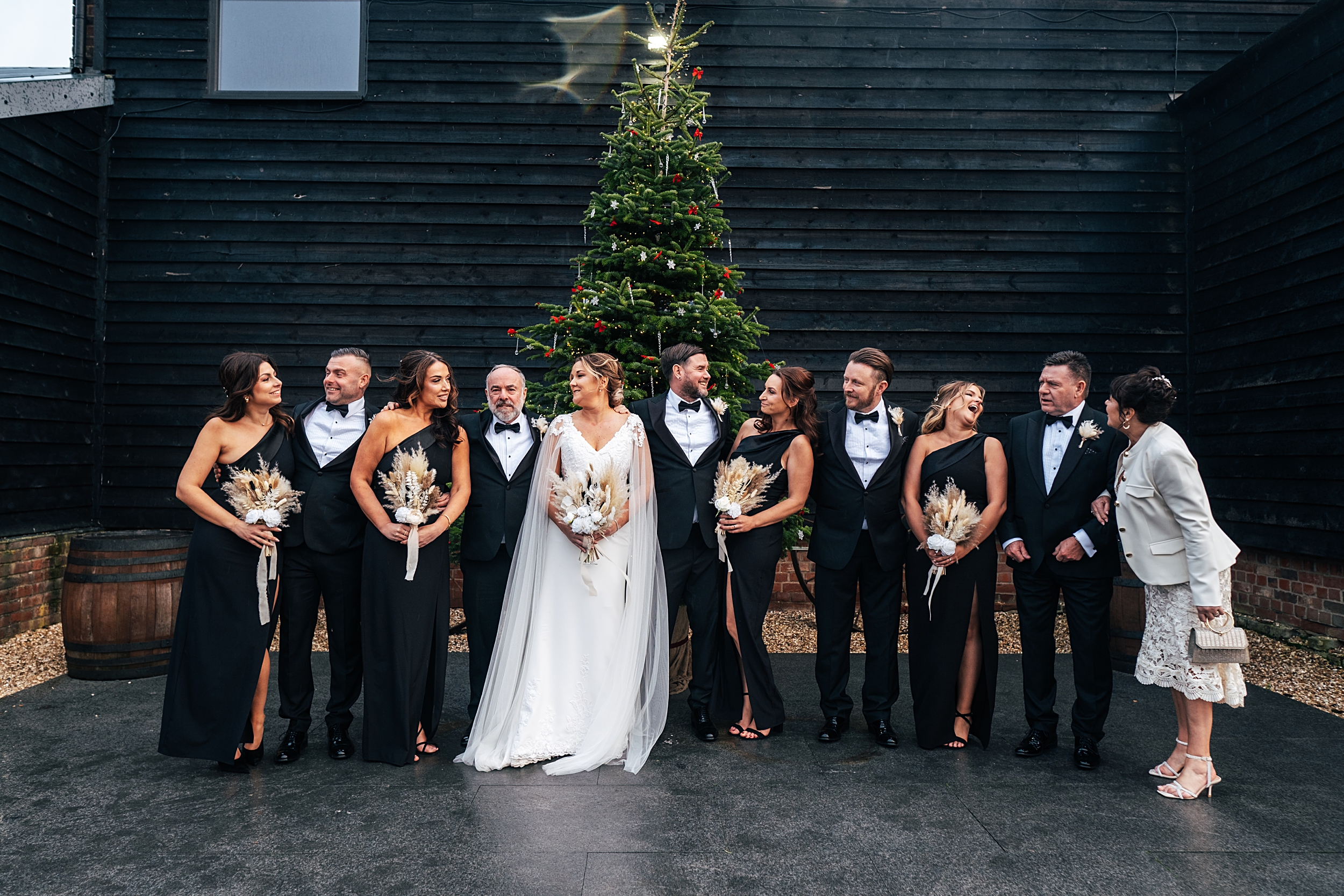 Christmas wedding at The Milling Barn Essex documentary wedding photographer