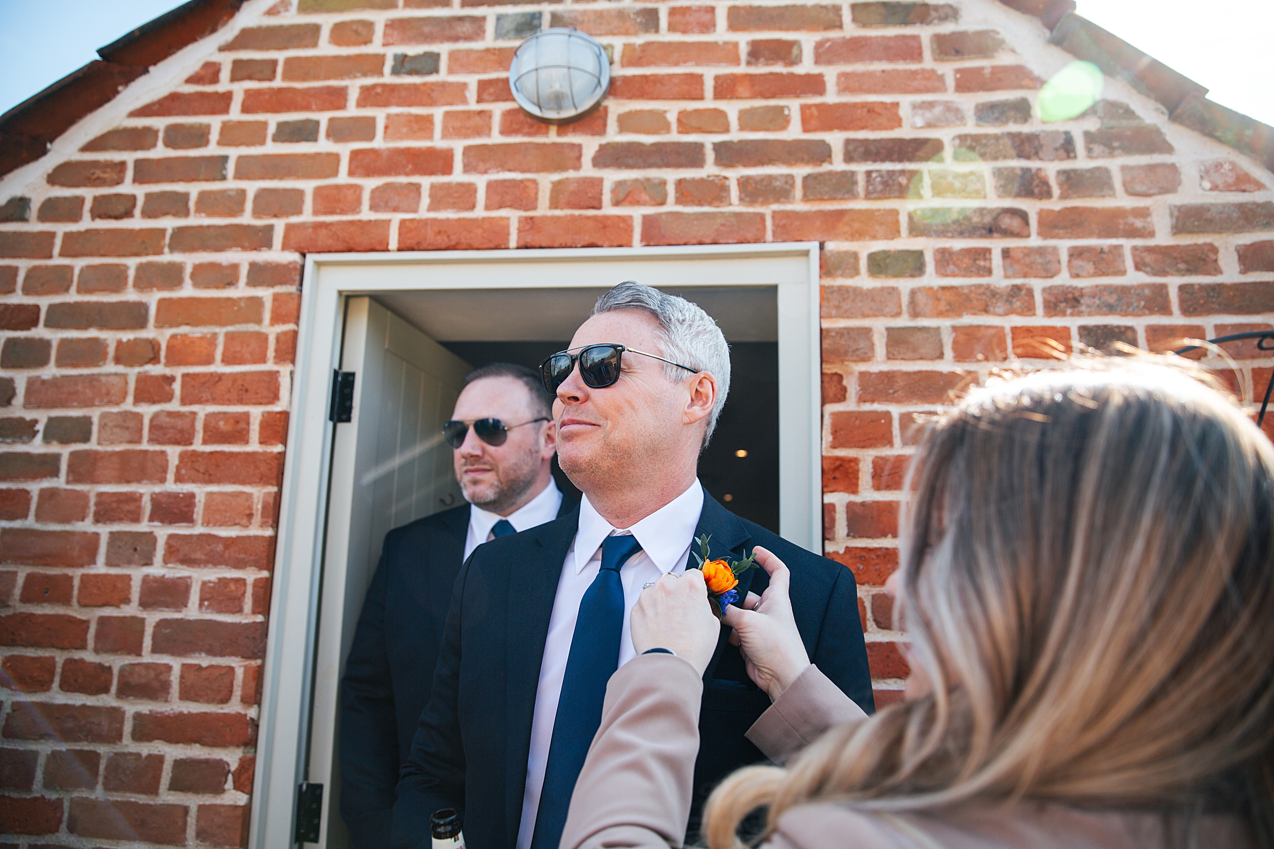 colourful Spring wedding at Blake Hall bride and groom bring dog Essex