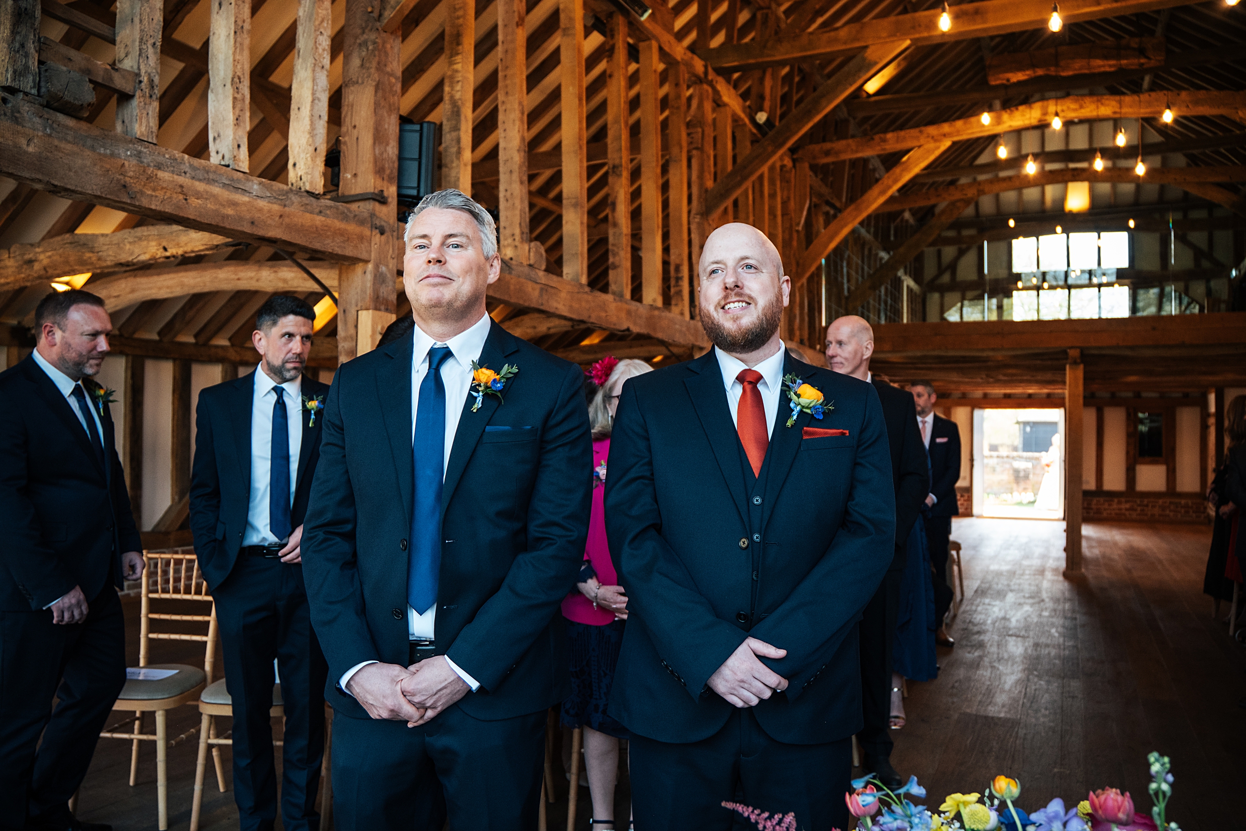 colourful Spring wedding at Blake Hall bride and groom bring dog Essex