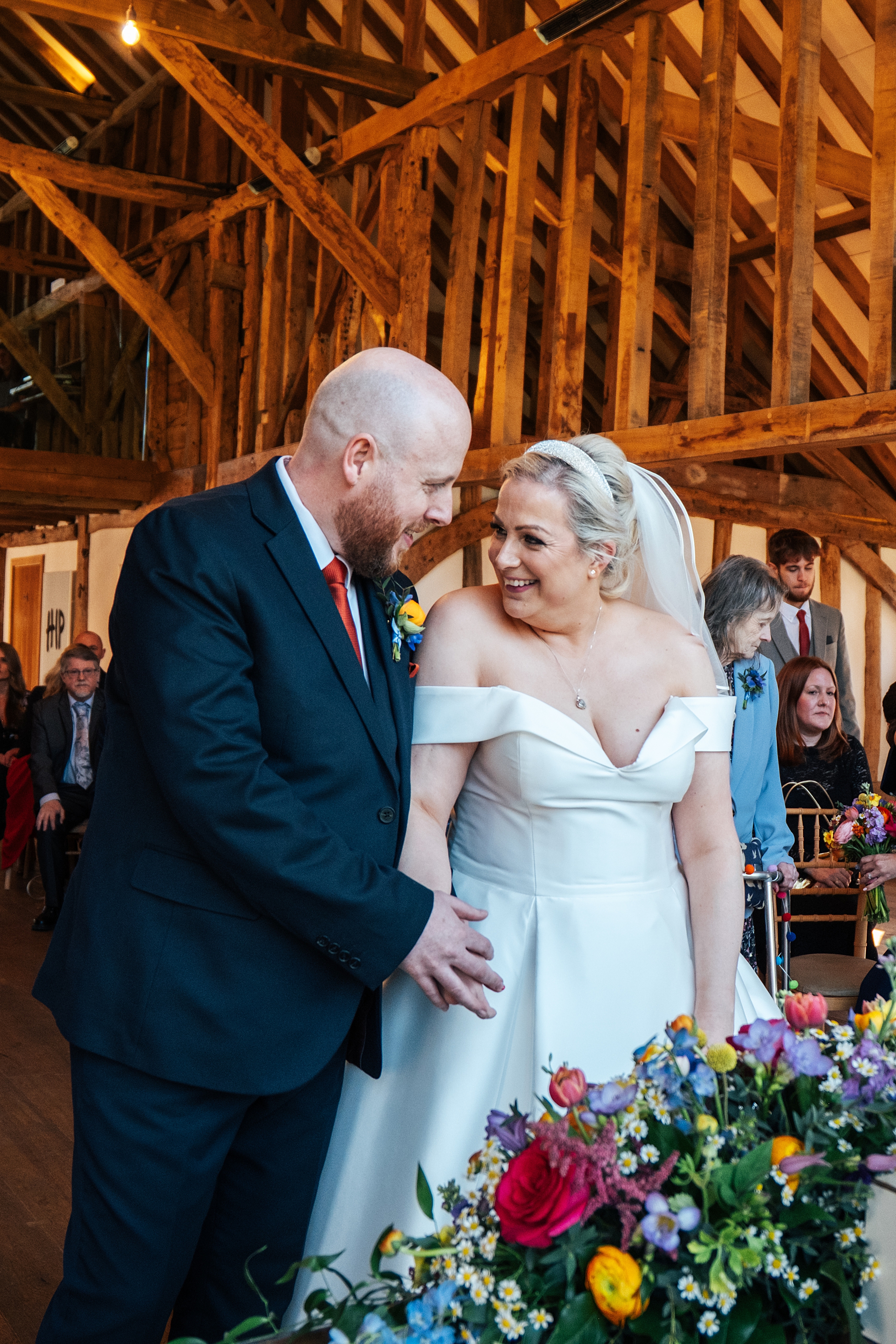 colourful Spring wedding at Blake Hall bride and groom bring dog Essex