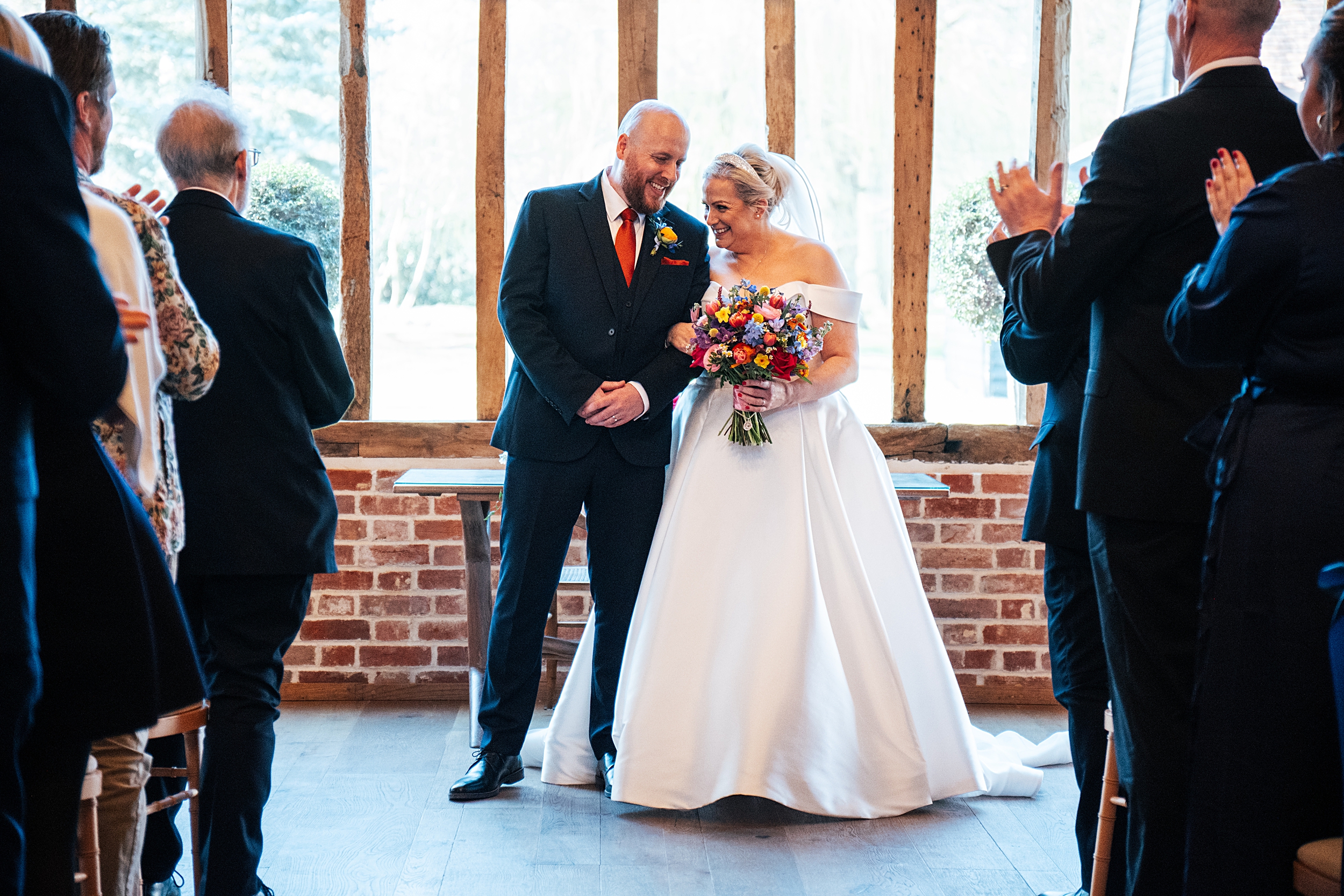 colourful Spring wedding at Blake Hall bride and groom bring dog Essex