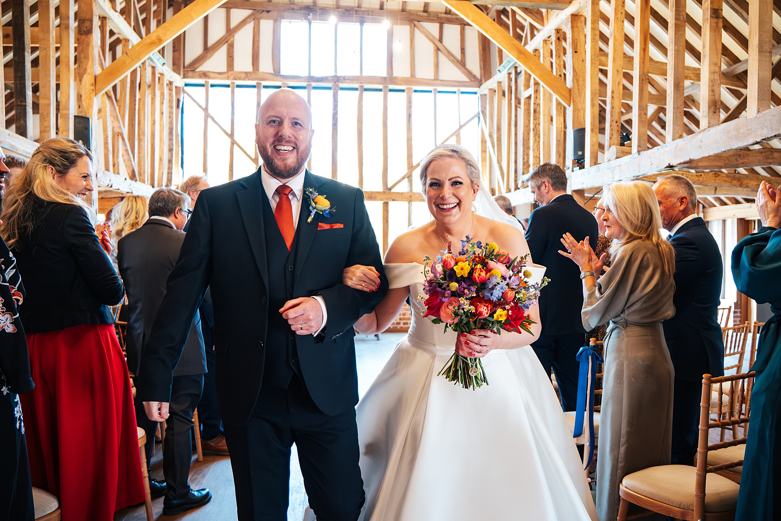 colourful Spring wedding at Blake Hall bride and groom bring dog Essex