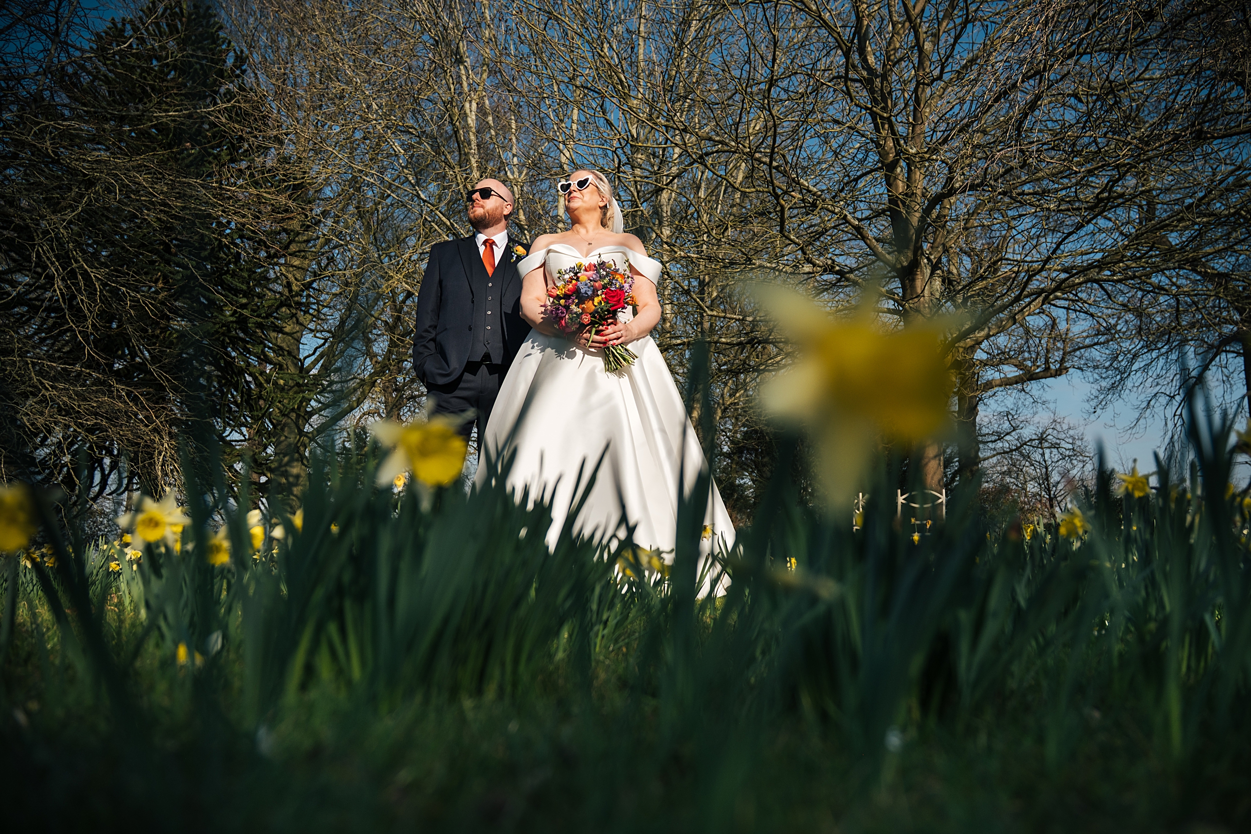 colourful Spring wedding at Blake Hall bride and groom bring dog Essex documentary wedding photographer