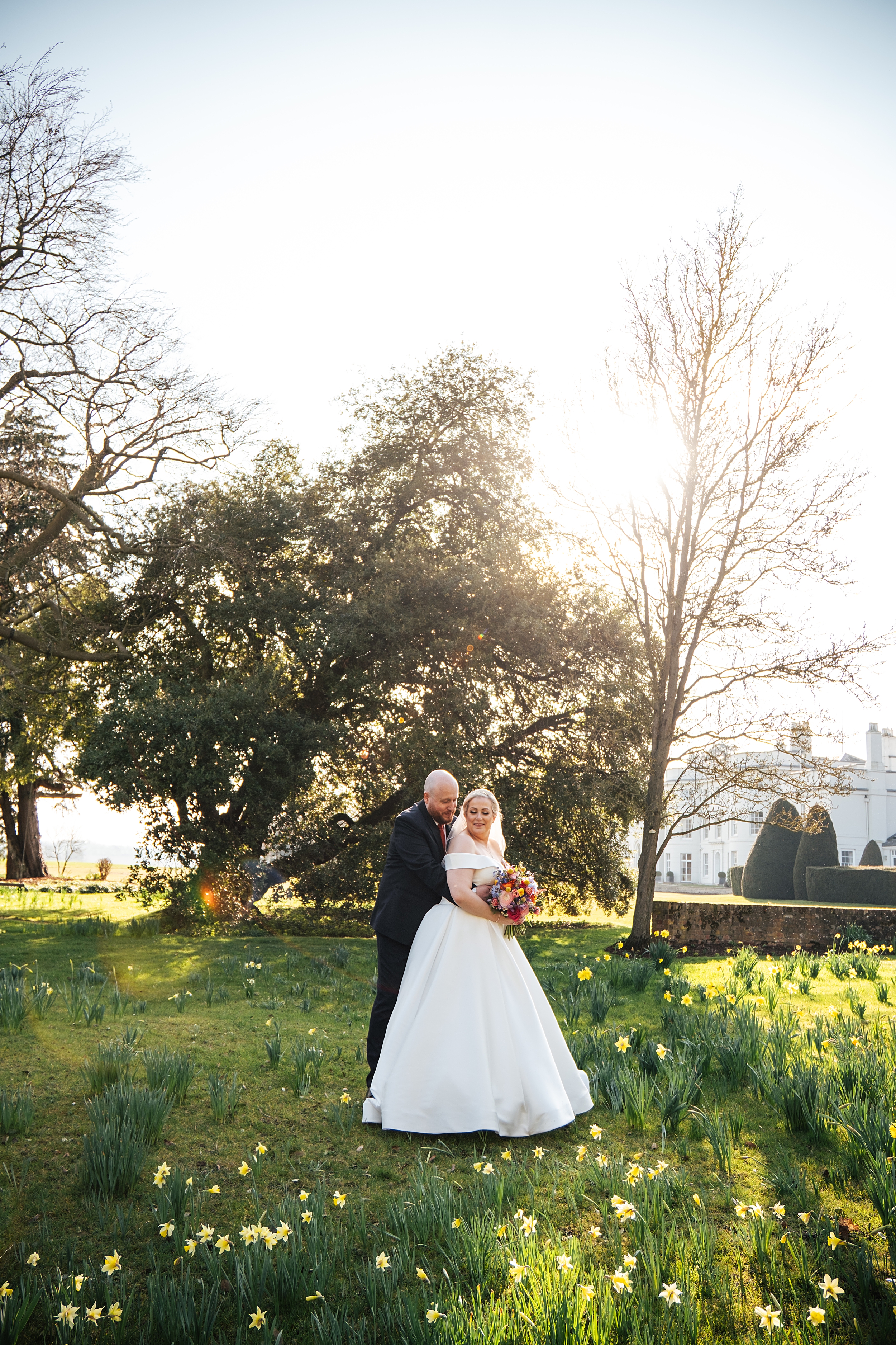 colourful Spring wedding at Blake Hall bride and groom bring dog Essex