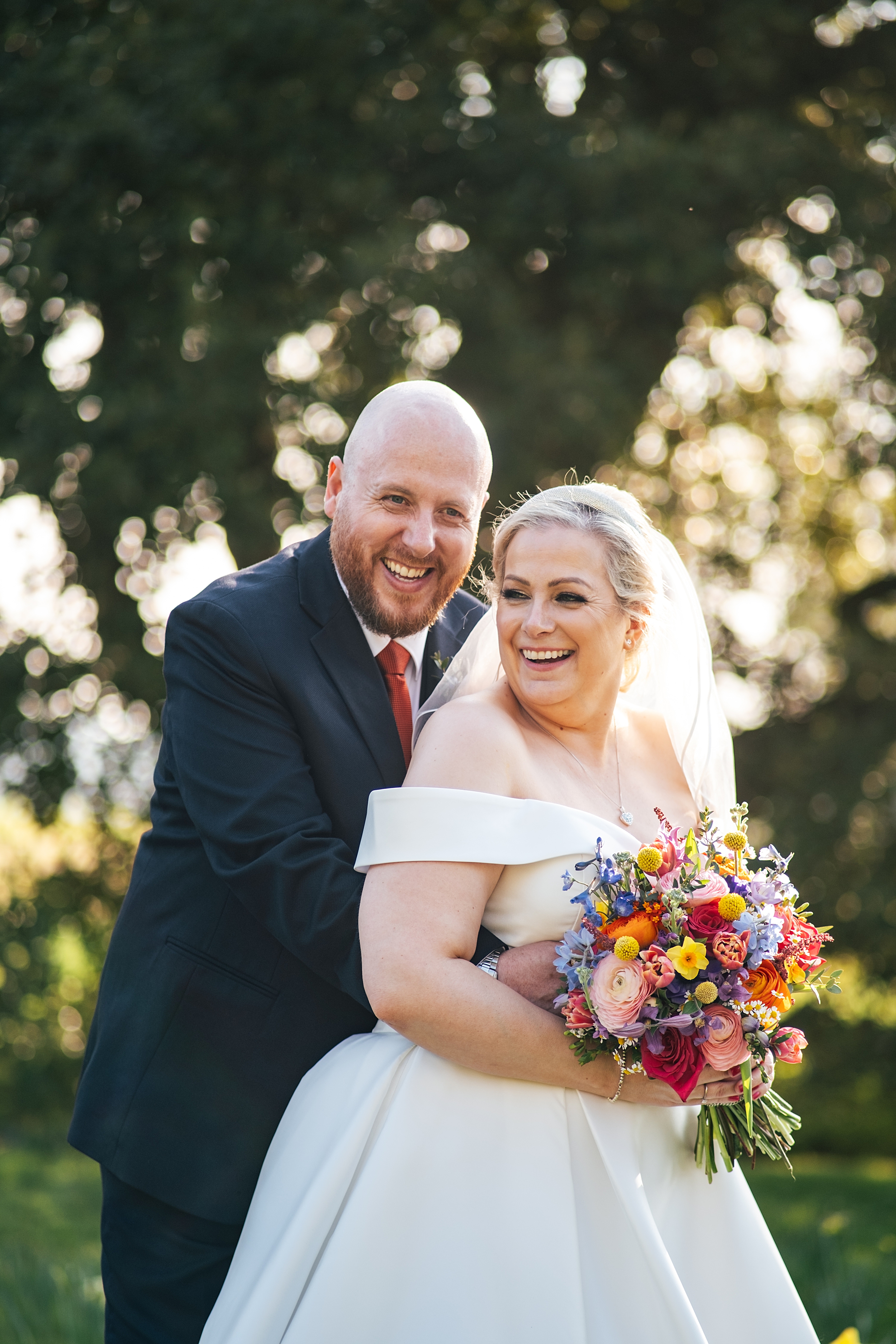 colourful Spring wedding at Blake Hall bride and groom bring dog Essex documentary wedding photographer