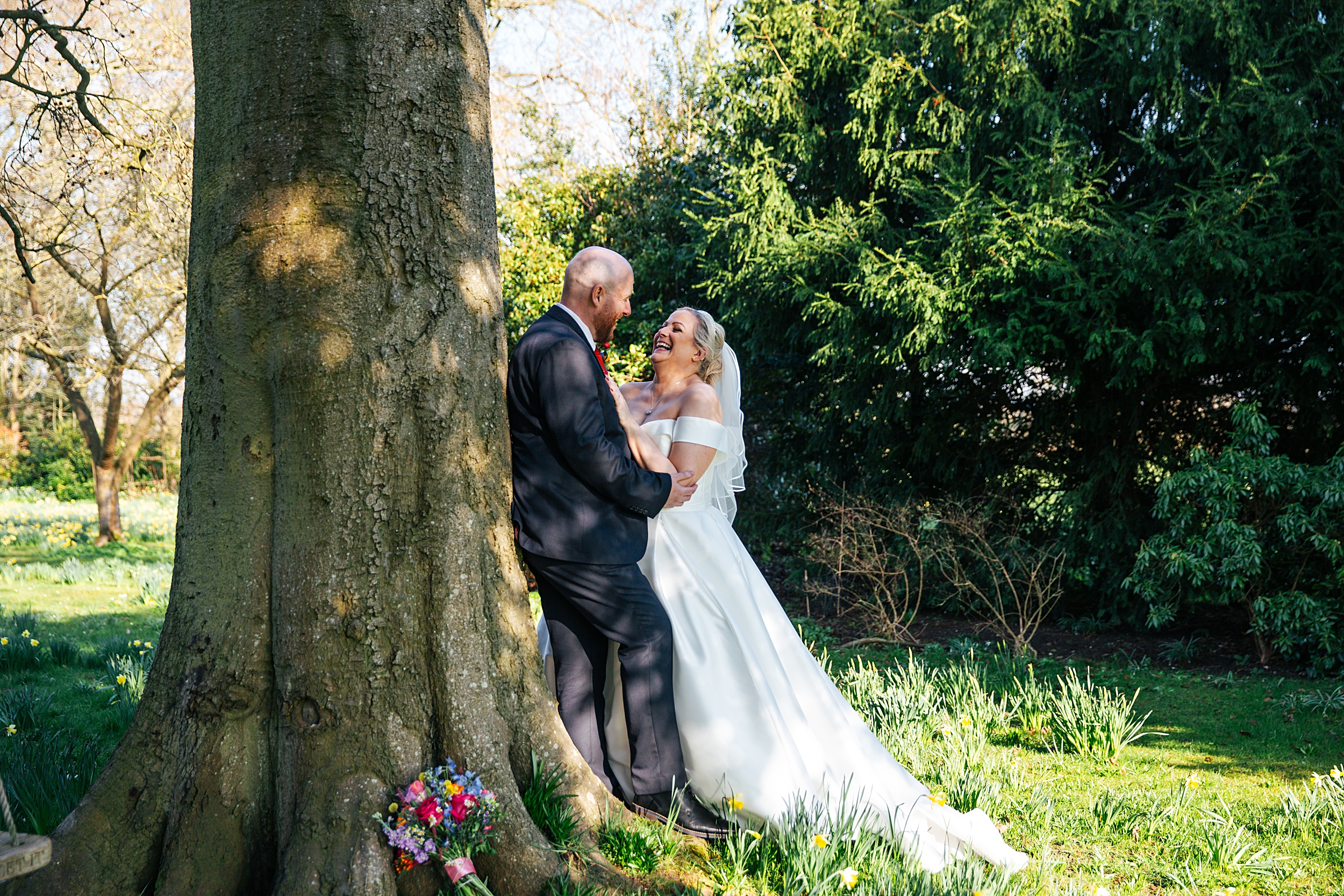 colourful Spring wedding at Blake Hall bride and groom bring dog Essex documentary wedding photographer