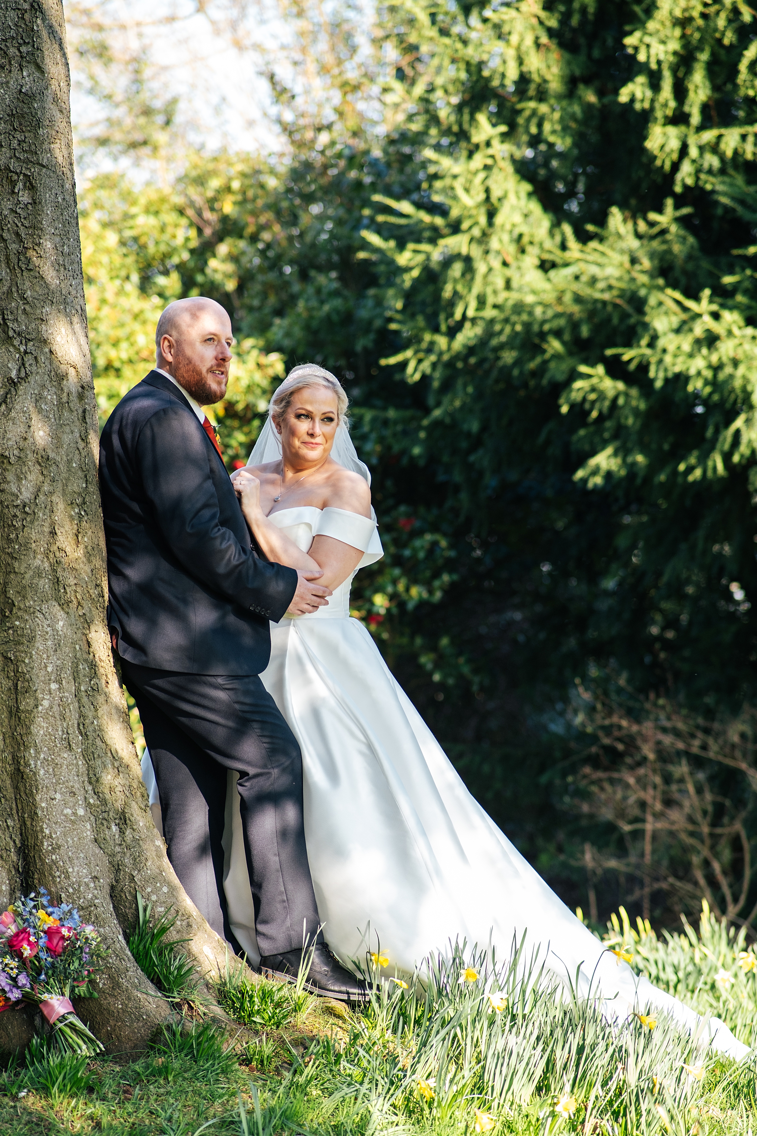 colourful Spring wedding at Blake Hall bride and groom bring dog Essex documentary wedding photographer