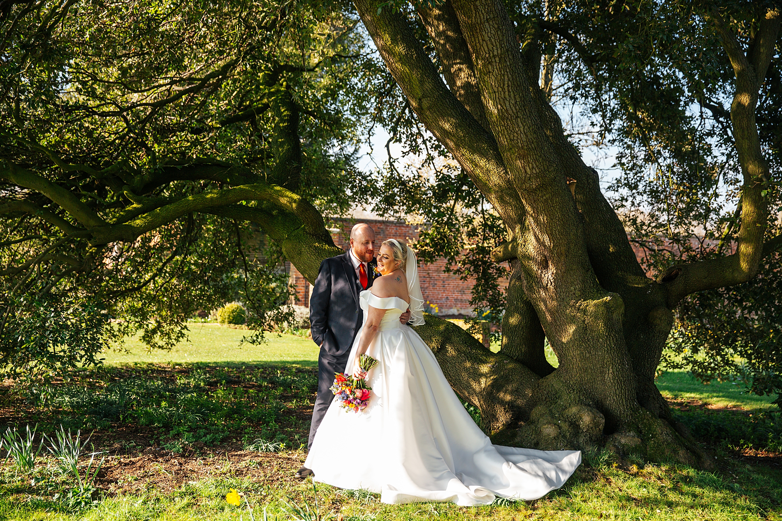 colourful Spring wedding at Blake Hall bride and groom bring dog Essex documentary wedding photographer