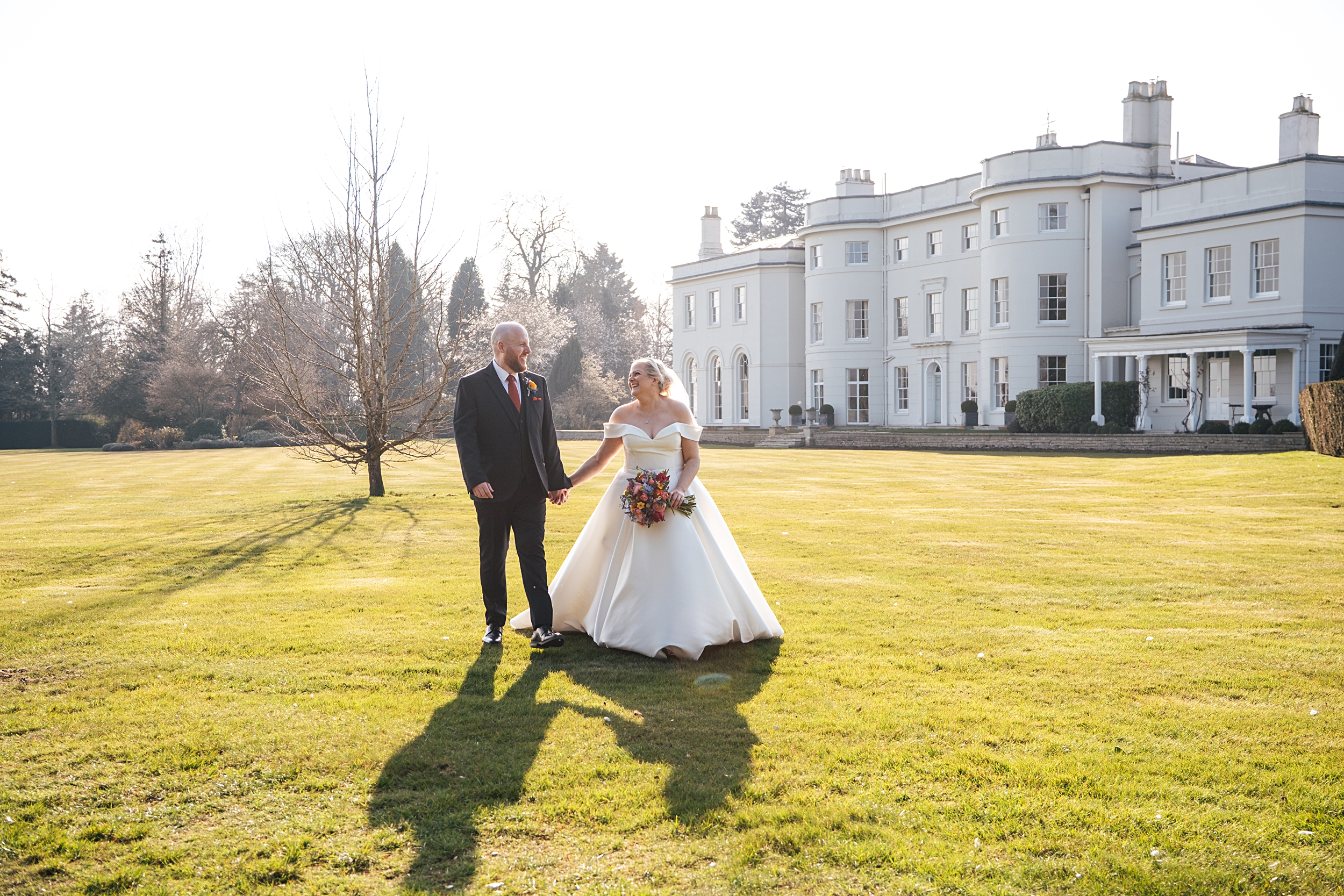 colourful Spring wedding at Blake Hall bride and groom bring dog Essex