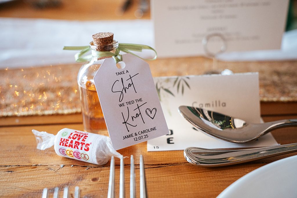 Multi coloured Summer wedding with a bride wearing green at The Barns at Lodge Farm. Essex documentary wedding photographer